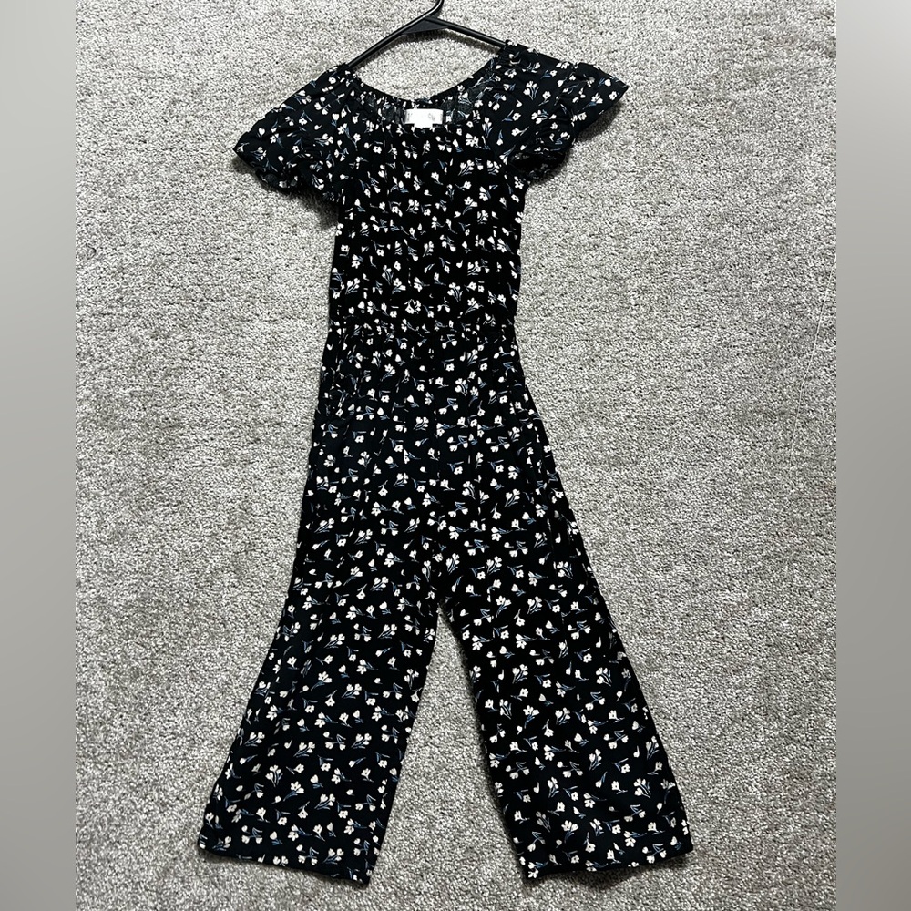 Japna Girls Floral Rayon Short Sleeve Pants Romper outfit Size 7